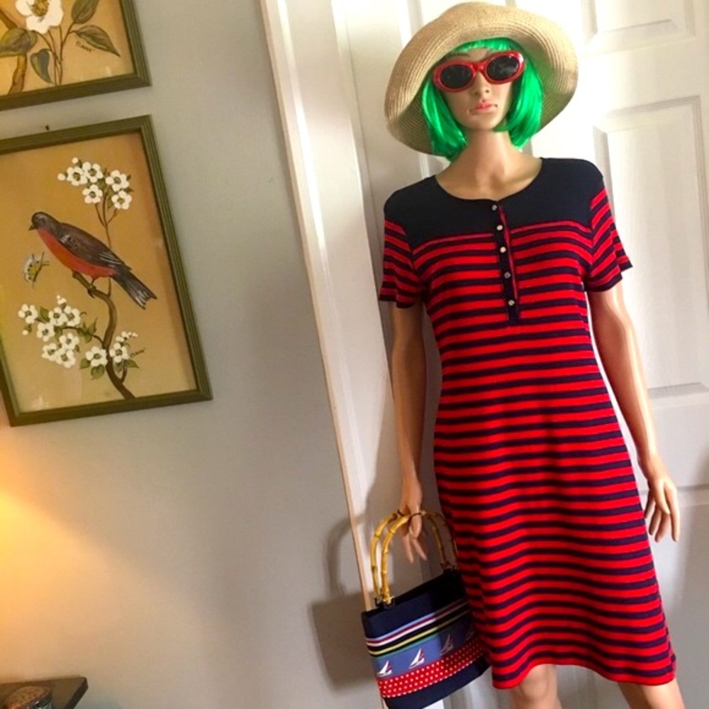 Chaps by Ralph Lauren Cotton Knit Dress EUC sz L